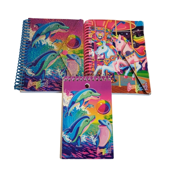 Lisa Frank Accessories - Lisa Frank Vintage Memo Spiral Books Dancing Dolphins Carousel Unicorn Twins Lot